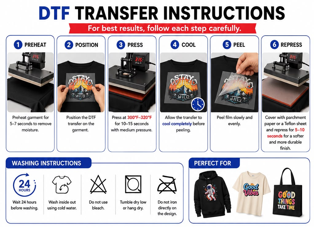 DTF Transfer Instructions